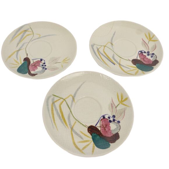 Vintage 50s Set of 3 Red Wing Pottery USA CAPISTRANO 6" Saucer Plates c1953 - Picture 1 of 5